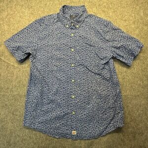 Vineyard Vines Slim Fit Murray Shirt Men's Large Blue Floral Short Sleeve